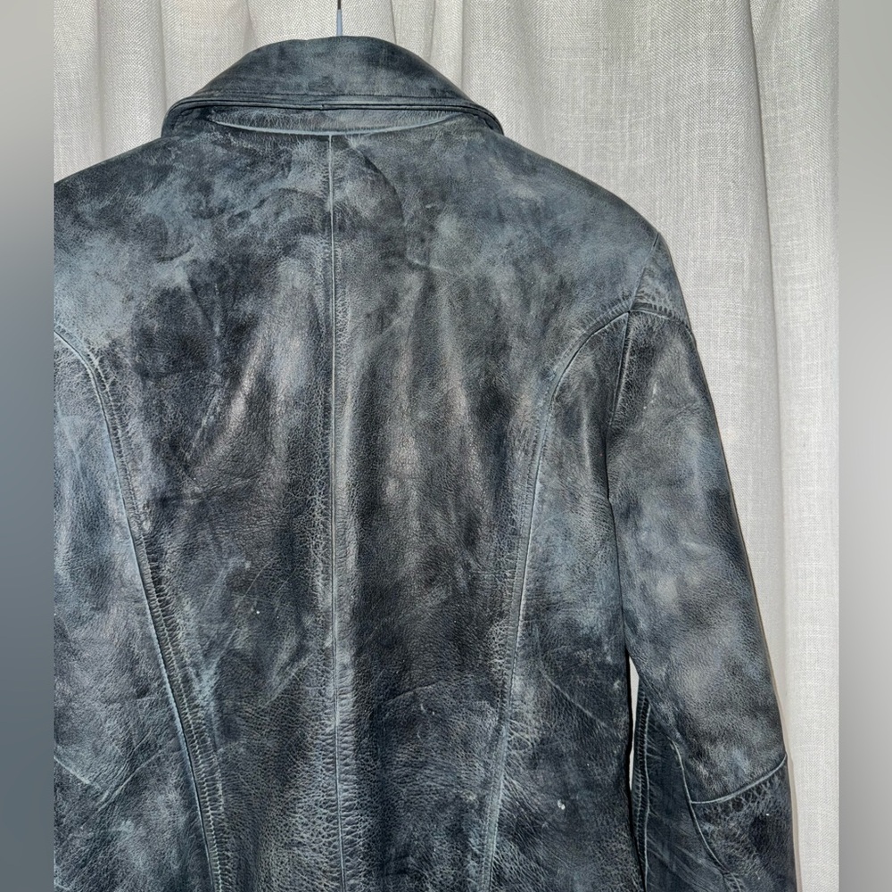 Vintage GUESS distressed black 100% Leather Jacket - size L - Picture 9 of 13
